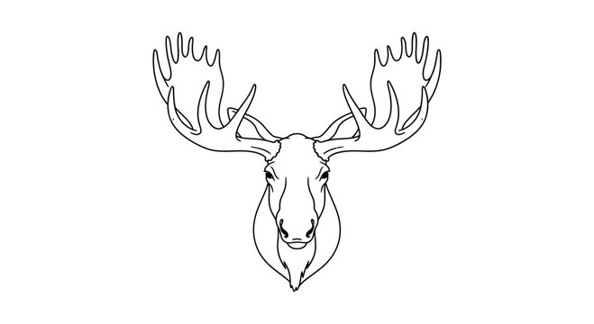 Moose Head Outline Drawing - Majestic Animal Portrait