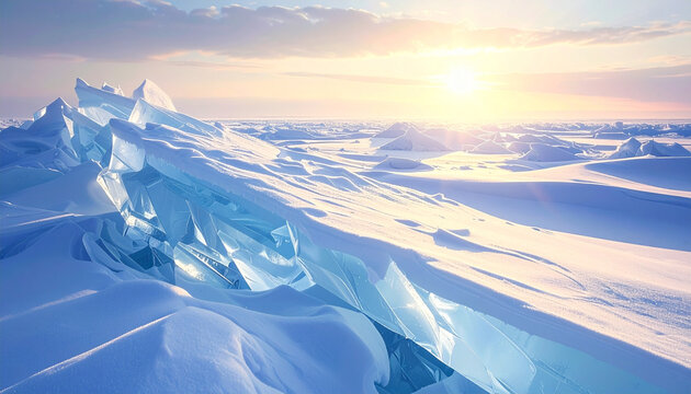 Snowy Mountain Landscape at Sunrise
