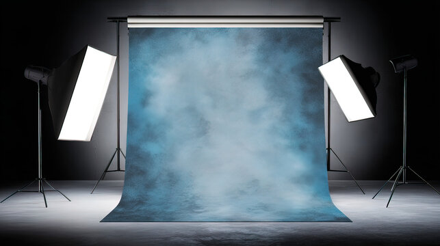 modulation. Traditional painted canvas backdrop with dramatic blue tones and textured fabric surface. event programs, museum guides, designed for cultural heritage projects and event programs.
