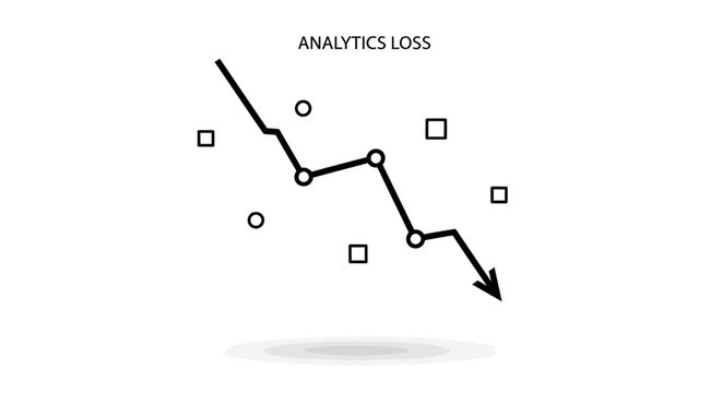 Analytics Loss Downtrend Graph Arrow Decline Data Scatter Plot White Background