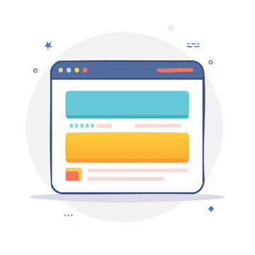 Flat Design Web Browser Window with Content Blocks