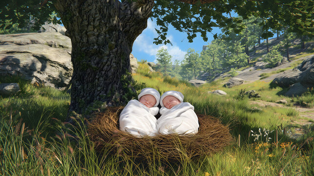 Esau and Jacob, the Twin Sons of Isaac and Rebekah in the Old Testament Story in the Bible