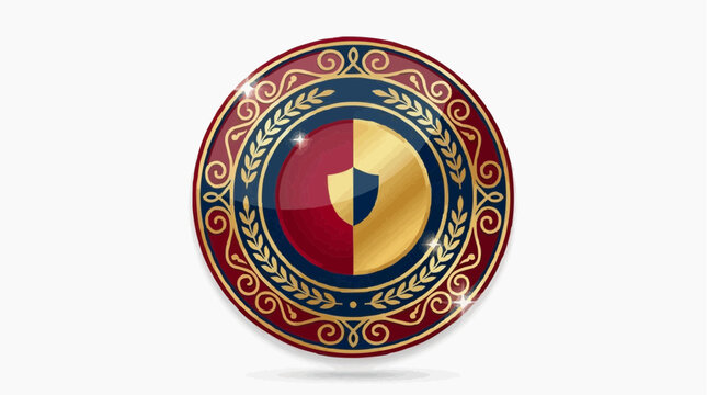 Elegant decorative shield design, featuring classic elements like gold and intricate patterns Isolated on white background