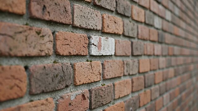 brick wall texture closeup video, rustic masonry pattern, orange tones