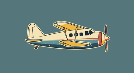 Retro Biplane Aircraft Vector Illustration © Fatih