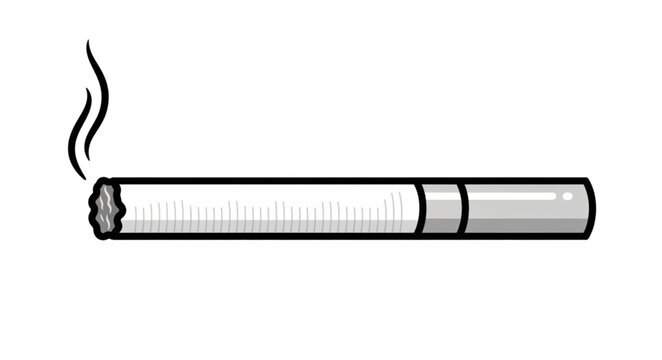 Close-up of Burning Cigarette with Smoke Rising.
