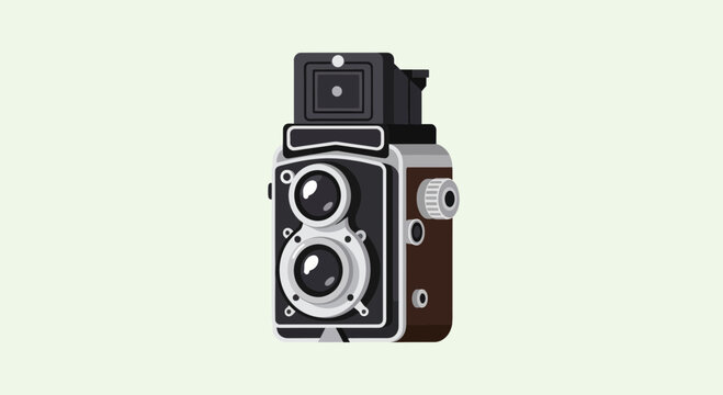 Retro Twin Lens Reflex Camera Illustration