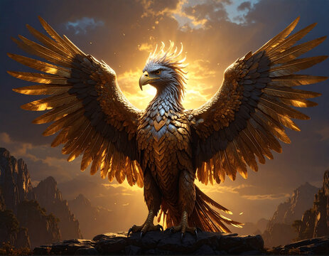 Golden eagle wings spread