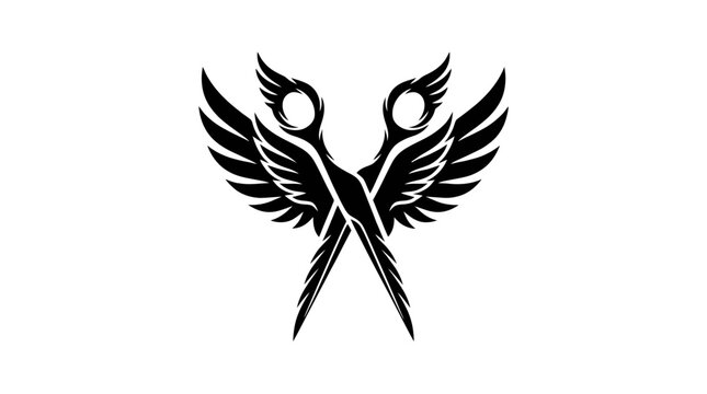 Scissor wings logo design element.
