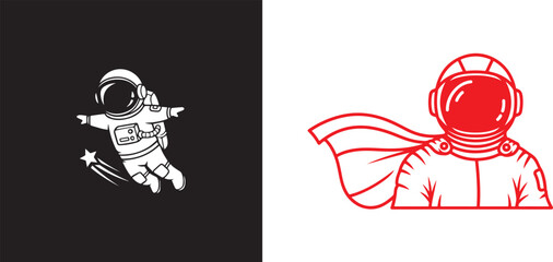 Astronaut in space with star and superhero astronaut with cape © Muhammad