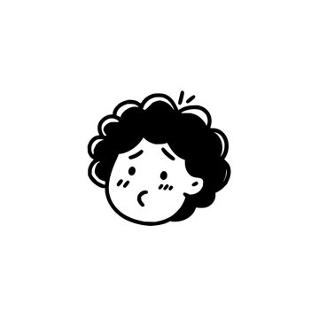 Cartoon sad face drawing vector illustration character design curly hair expression emotion graphic art doodle sketch