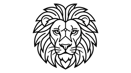 Obraz premium Stylized Lion Head Silhouette, Majestic Feline Face Emblem, Minimalist Wild Animal Art