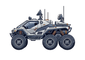 Futuristic Armored Vehicle with Advanced Equipment. © ACHMAD
