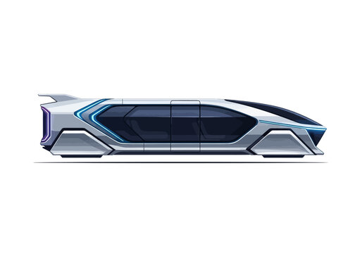 Futuristic Concept Car Side View Illustration.