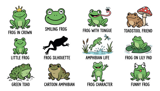 Cartoon Frog Character Illustrations.