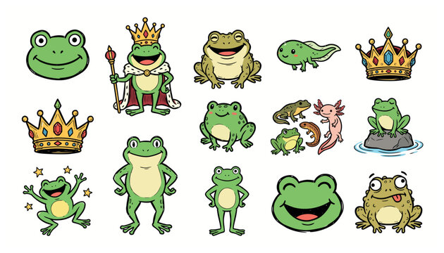 Cartoon Frog Royal Characters.
