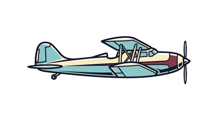Vintage Biplane Illustration, Retro Aircraft, Aviation © Sari