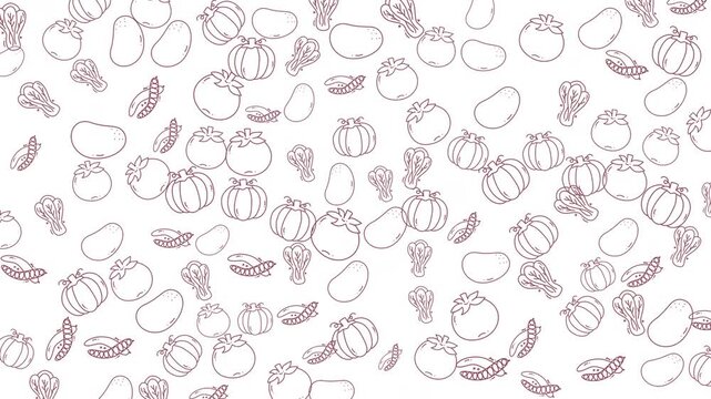 Vegetable pattern with potatoes, tomatoes. Suitable for food blog, cookbook cover, kitchen decor, menu design, recipe card backgrounds.
