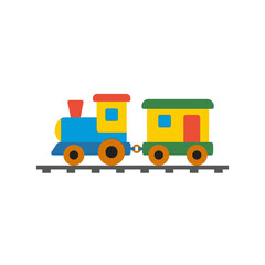 Naklejka premium Minimalist flat vector illustration of a colorful toy train