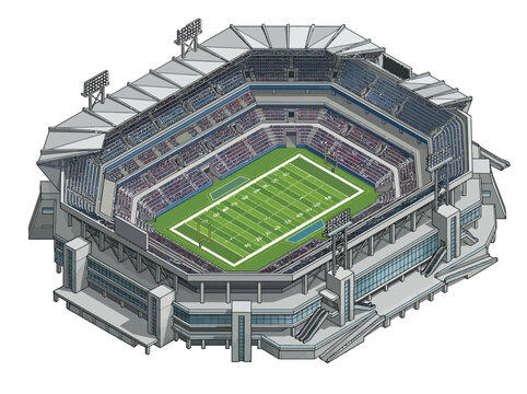 Large Stadium with Football Field Inside.