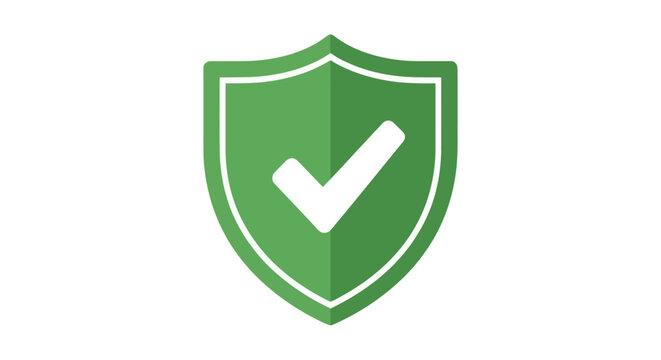A green shield icon displays a white checkmark inside it.