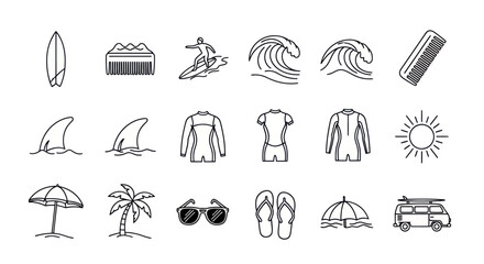 Fototapeta premium Beach scene with various summer icons and objects on display