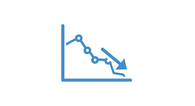 A downward trend graph shows a decline in data over time with an arrow.