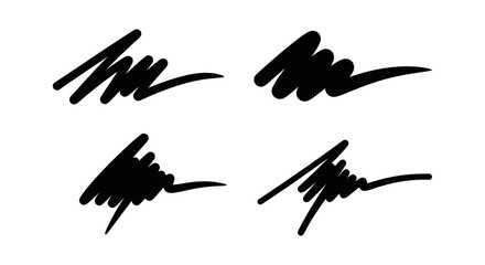 Obraz premium Black Ink Scribble Marks on White Background - Graphic Elements