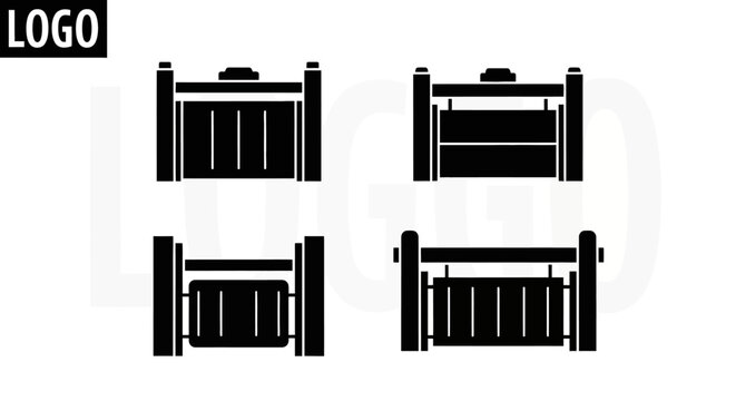 Gate Icons Set Black and White Silhouette Vector Collection