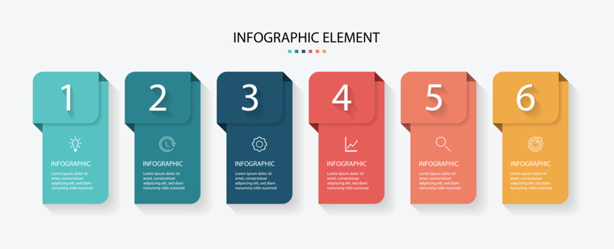 Infographic design template with place for your data. 6 section infographic diagram. Steps business data visualization timeline process infographic template .