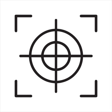 Crosshair and crop marks in outline icon.