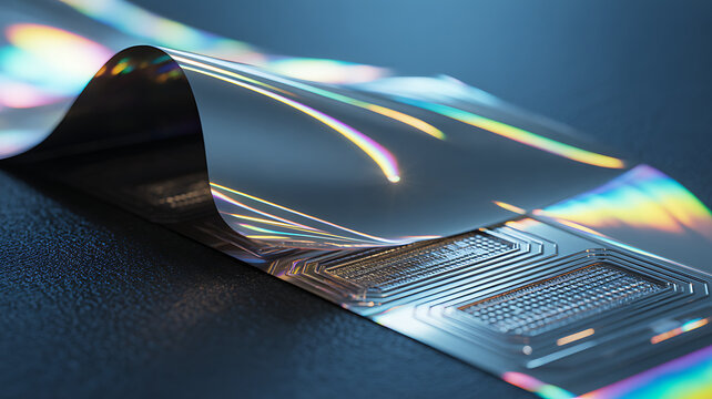 Flexible Iridescent Electronic Circuit Board Futuristic Tech Film