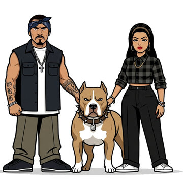 Mexican cholo couple illustration