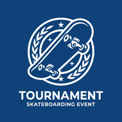 Obraz premium Distinctive Skateboard Tournament Emblem Representing Competitive Skating Sport and Events