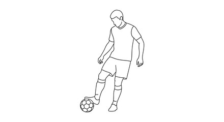Obraz premium Soccer Player Kicking Ball Line Art Silhouette - Isolated on White Background