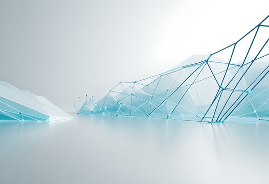 Futuristic abstract background representing cloud data redundancy and distributed storage infrastructure with glowing digital cubes and secure network synchronization