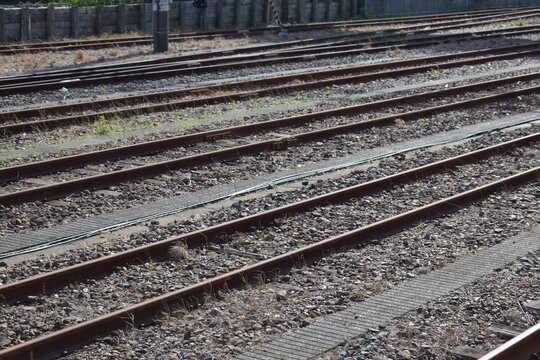 Multiple Parallel Railway Tracks on Gravel Ballast
