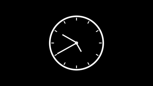 Flat Style Fast Spinning Clock Animation with Transparent Background, 24H Day Night Timer.