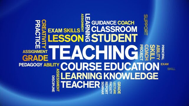 Teaching animated word cloud-text design animation tag kinetic typography seamless loop.