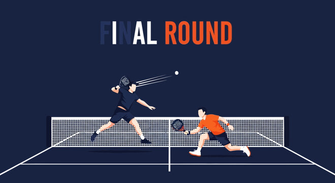 Dynamic Paddleball Players Competing in a Final Round Sport Illustration Design