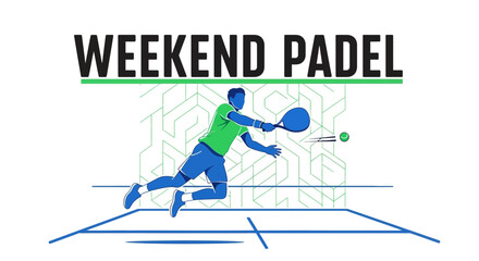 Fototapeta premium Dynamic Padel Action: Weekend Vigor Depicted in Vibrant Modern Graphic Illustration