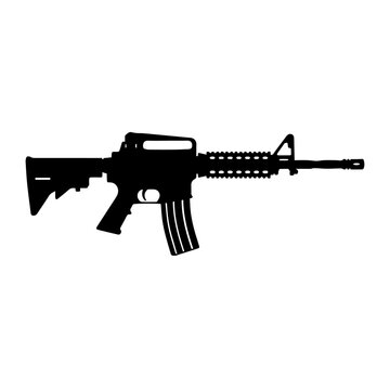 M4 Carbine Rifle Black Vector Illustration