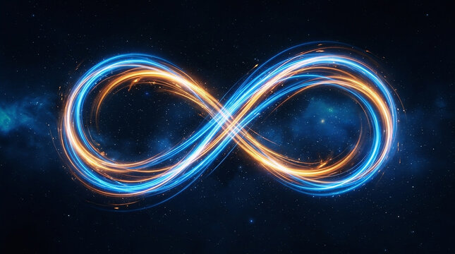 Infinity symbol with glowing neon light effect