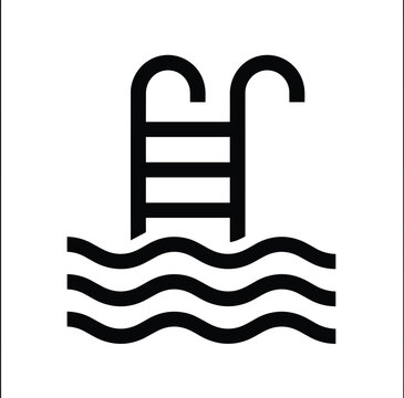 Swimming pool ladder icon vector illustration isolated for aquatic facility signage and recreational water activity designs
