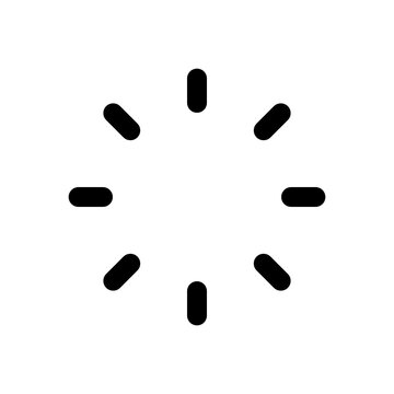 Black radial loading spinner icon isolated on white, perfect for progress, preloader, waiting, refresh, software, and digital UI design.