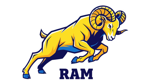 Dynamic Ram Mascot Logo, Aggressive Animal Illustration, Sports Symbol