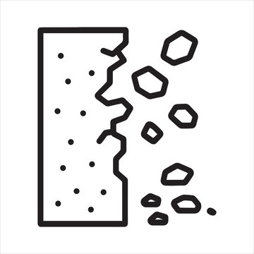 Concrete spalling surface outline icon vector.