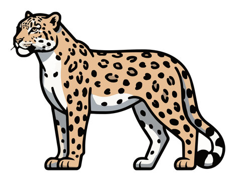 Majestic snow leopard side view isolated on white ba.... Generative AI