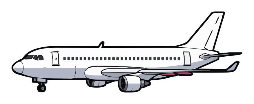 Cyberpunk commercial airliner airplane isolated on w.... Generative AI
