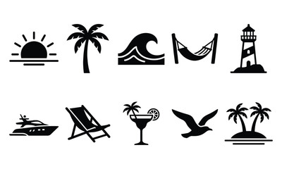 Obraz premium Sunset Silhouette Icon Pack